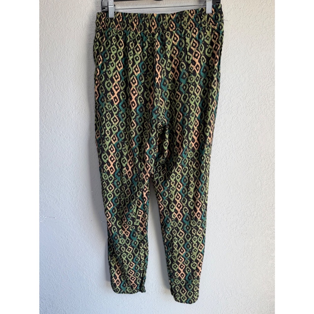 Faded Glory Womens Green Ikat Print Rayon Jogger Pants Size M 8-10 FFFGL15841PR